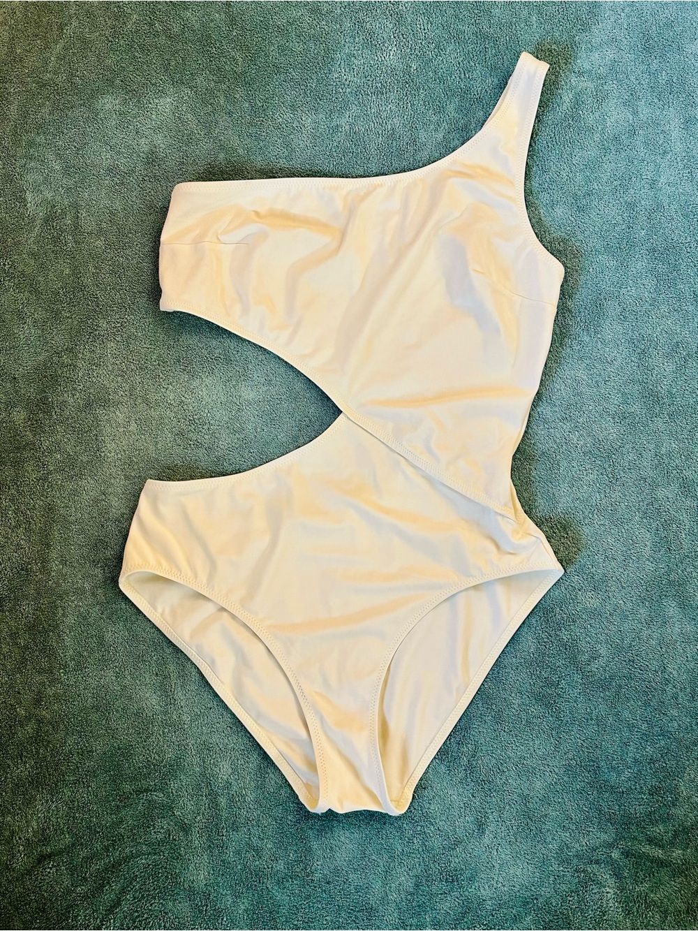 Solid & Striped White One Shoulder Cutout One Piece Swimsuit XL